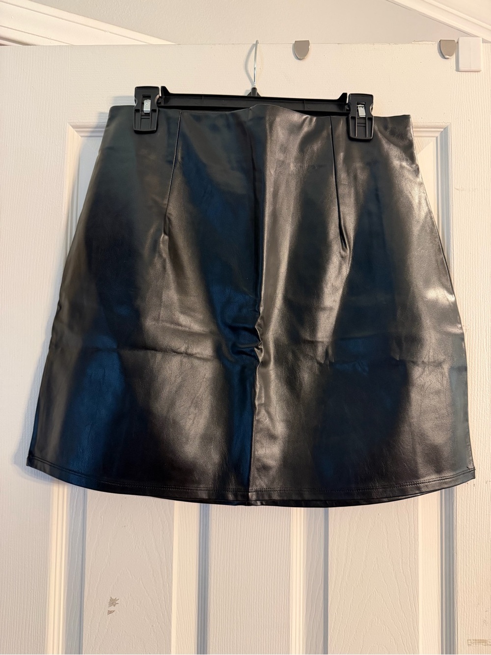 Fashion Nova Black Faux Leather A-Line Mini Skirt XL
